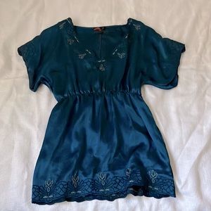 Beautiful embroidered blue tunic blouse